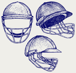 Wall Mural - Cricket helmet. Doodle style