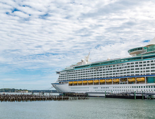 Front of a Massive Cruise Ship Docked in Portland Maine