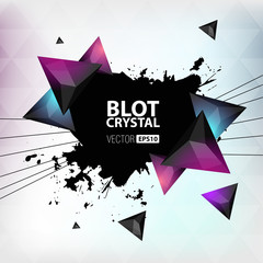 Poster - origami geometry black blot on crystal background with line elem