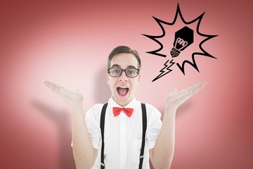 Poster - Composite image of geeky young hipster smiling at camera