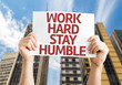 Work Hard Stay Humble card with urban background
