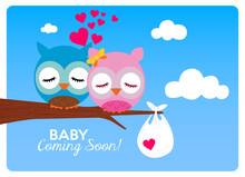 Baby Shower Invitation Card, Family Waiting For A Baby