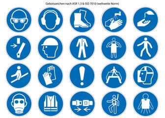 gebotsschilder set nach asr 1.3 und iso 7010 neu