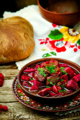 Canvas Print - braised beef with beet.