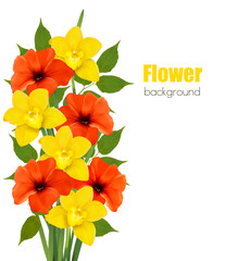 Aufkleber - Background with colorful beautiful flowers. Vector illustration