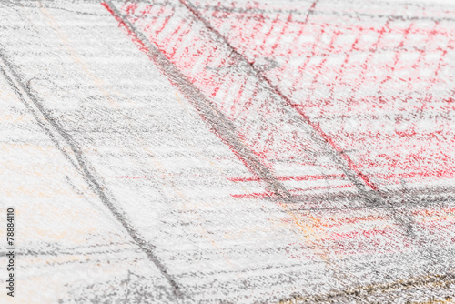 Fotografie, Obraz Drawing Colored Crosshatch On Paper With Crayon