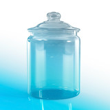 Fototapeta Kosmos - empty jar glass isolated on blu background