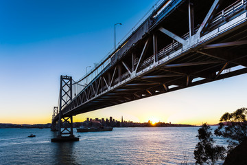 Fototapete - SF Bay Bridge at Sunset