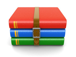 Poster - Stack of book with belt (clipping path included)