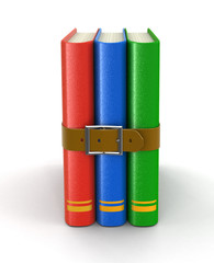 Poster - Stack of book with belt (clipping path included)