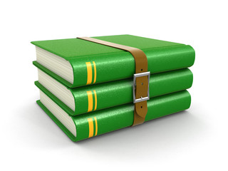Poster - Stack of book with belt (clipping path included)