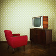 © Khorzhevska - Vintage room with two old fashioned armchair and retro tvover ob