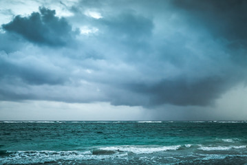 Wall Mural - Stormy clouds over Atlantic ocean. Sea landscape