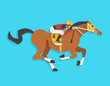jockey riding race horse number 4, Vector illustration