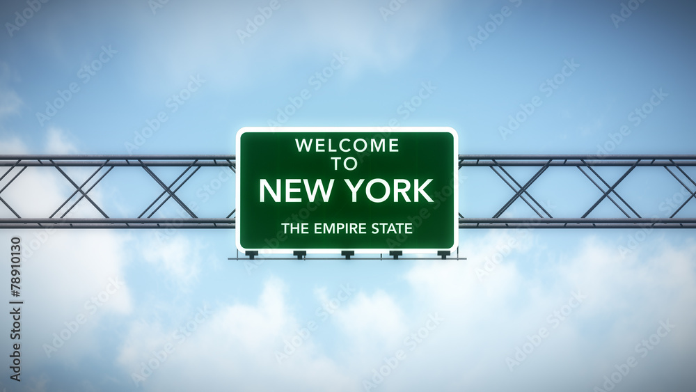 New York USA State Welcome to Highway Road Sign Stock Photo
