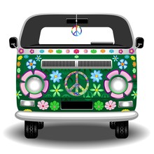 Hippie Groovy Van Peace And Love