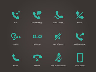 Wall Mural - Phone and communication icons set.
