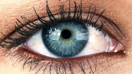 close-up macro shot of female human eye blinking 4k