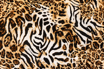 Wall Mural - texture of print fabric stripes leopard