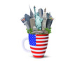 © Zarya Maxim - USA, landmarks of the USA in the Cup with the American flag