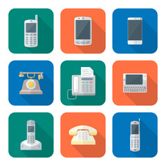 Poster - colored flat style various phone devices icons set.