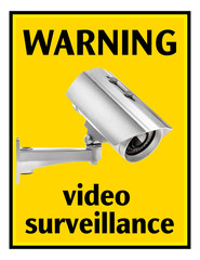 Surveillance camera warning sign