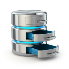 Poster - Database storage concept. Hard disk icon isolated on white.