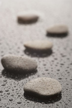 Spa Massage Stones With Water Drops, Close Up