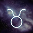 Zodiac sign - Taurus. White thin simple line astrological symbol