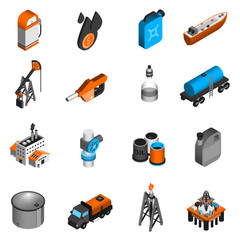 Canvas Print - Oil Industry Isometric Icons