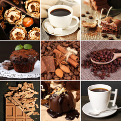 Wall Mural - Coffee and chocolate, tasty collage