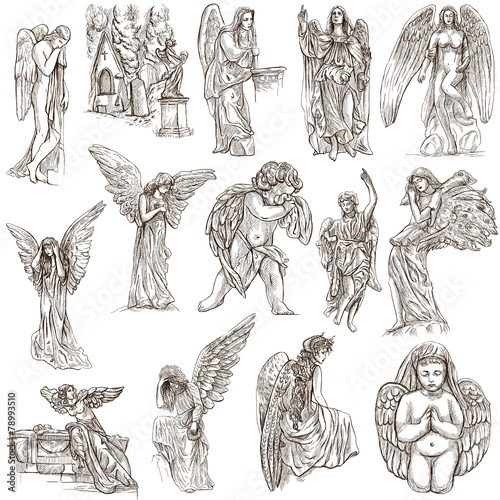Fotografía Angels - hand drawn full sized illustrations, originals