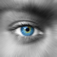 Wall Mural - Blue eye with zoom effect