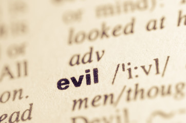 Wall Mural - Dictionary definition of  word evil