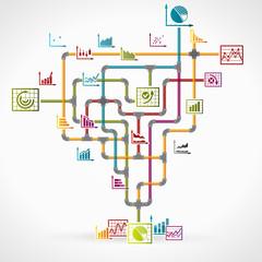 Industrial infographic illustration with statistics icon set