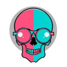 Isolated Cartoon Red And Blue Skull