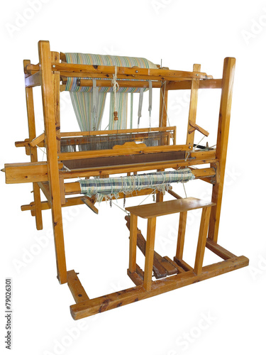 Fotografie, Obraz Vintage ancient wooden loom isolated over white