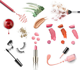 Wall Mural - make up beauty lipstick nail polish liquid powder mascara pencil