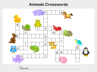 Wall Mural - Animals Crosswords - Worksheet for education