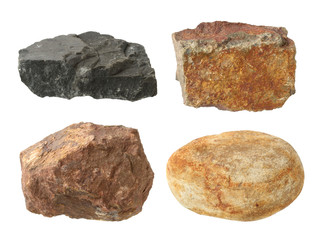 Wall Mural - various stone isolated on white background