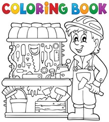 Poster - Coloring book child playing theme 2