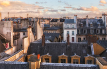 Paris Rooftops In The Historic Heart Of The City. Romantic View