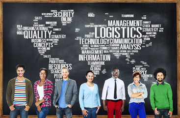 Poster - logistics management freight service production concept