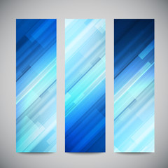 Wall Mural - Blue low poly vector vertical banners set with polygonal