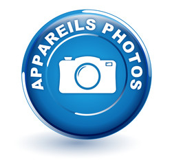 Poster - appareils photos sur bouton bleu