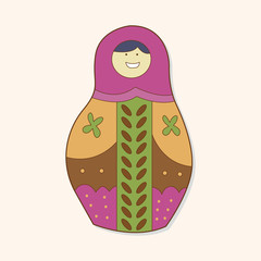 Matryoshka , Russian traditional wooden doll, vector pattern, el