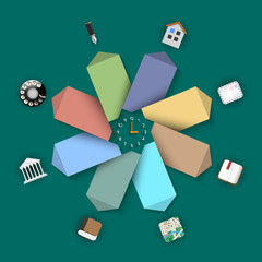 Wall Mural - paper banners with different icons - trendy design for infograph