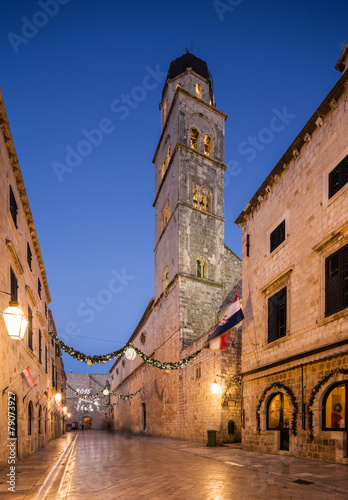 Nowoczesny obraz na płótnie View of Stradun street in old Dubrovnik. Croatia.
