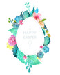 Easter watercolor natural illustration with egg sticker