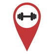 Red geo pin with dumbbell